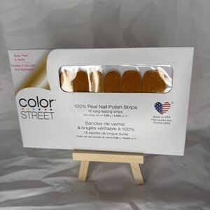 Color Street Golden Rule Nail Polish Strips Gold Glitter FMG257 New